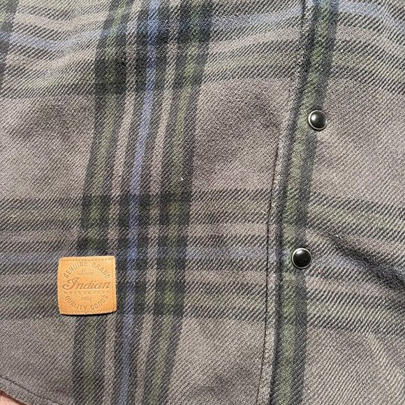 Indian Motorcycle Plaid Long Sleeve Flannel Shirt Size M Casual Grunge Biker - Picture 4 of 6